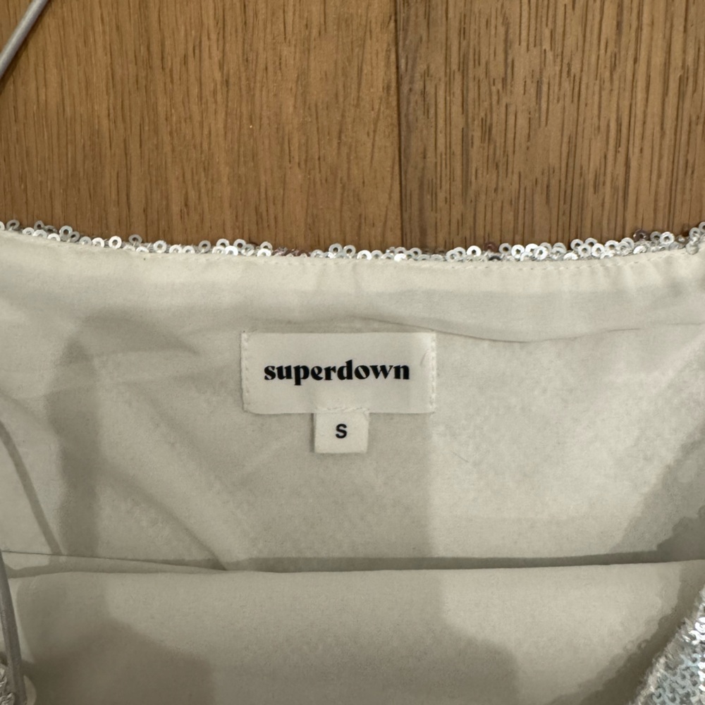 Superdown Sparkling Silver Sequin Top - image 2